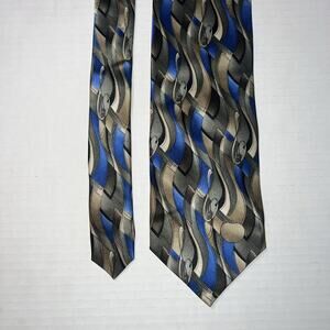 The Beatles Apple Records Silk Tie Mens Vintage Blue Grey Clef Apple Corps Ltd